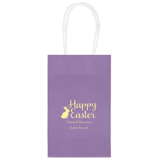 Script Happy Easter Bunny Medium Twisted Handled Bags